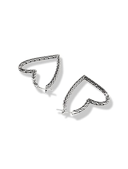 John Hardy Classic Chain Manah Silver Hoop Earrings (Length 39.5mm)