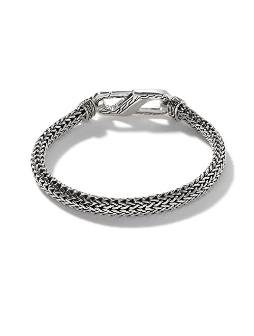 John Hardy MEN's Classic Chain Silver 6.5mm Small Chain Bracelet with Medium Carabiner Clasp, Size L