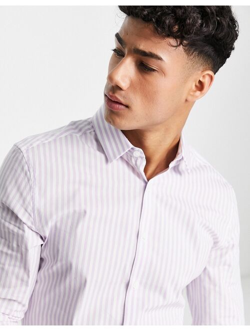 ASOS DESIGN skinny stripe smart shirt in lilac