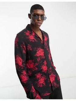 revere shirt red floral print