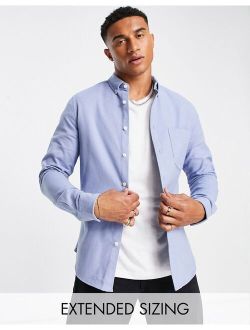 brushed oxford shirt in cotton blend in sky blue