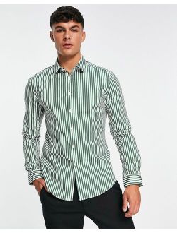 skinny fit stripe shirt in dark green