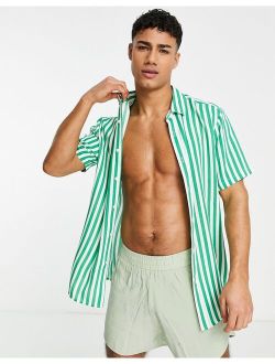 shirt in green summer stripe