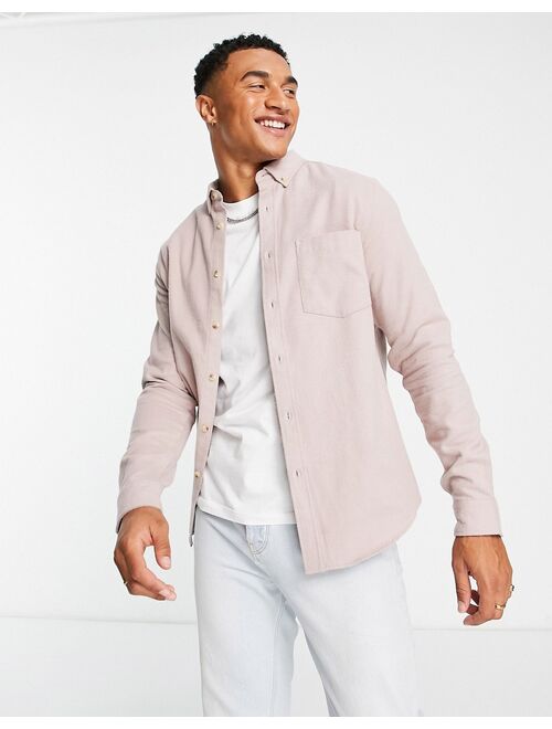 ASOS DESIGN brushed oxford shirt in cotton blend in soft pink