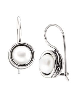 Pearl Drop Earrings for Women, Freshwater Cultured Pearl.925 Sterling Silver, Jewelry Gift Ideas, Modern Fairytale', 8mm