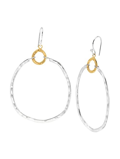 Silpada .925 Sterling Silver & Brass Hoop Earrings for Women, Jewelry Gift Idea, French Wire Back-Findings, Dynamic Duo'