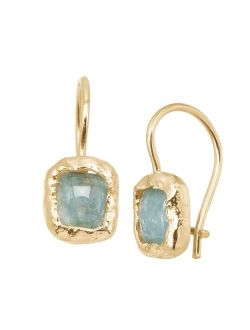 'Mediterra' Natural Aquamarine Petite Drop Earrings in 14K Gold-Plated Sterling Silver
