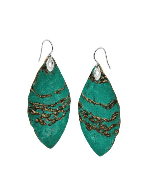 Silpada 'Emerald Pools' Drop Earrings in Green Patina Brass and Sterling Silver