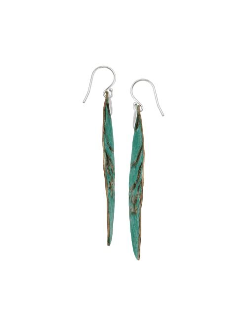 Silpada 'Emerald Pools' Drop Earrings in Green Patina Brass and Sterling Silver