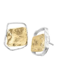 'Golden Sands' Stud Earrings in Sterling Silver with 14K Gold-Plating