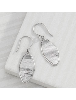 'Just Imagine' Textured Oval Drop Earrings in Sterling Silver