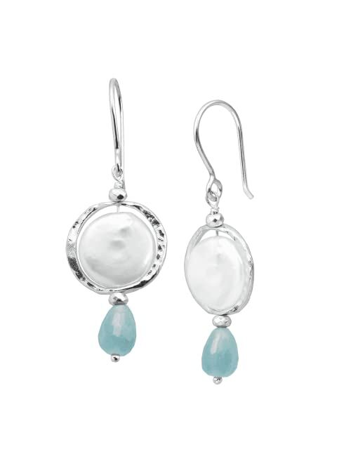 Silpada 'Josephine' Freshwater Cultured Pearl, Blue Quartz and Hematite Drop Earrings in Sterling Silver
