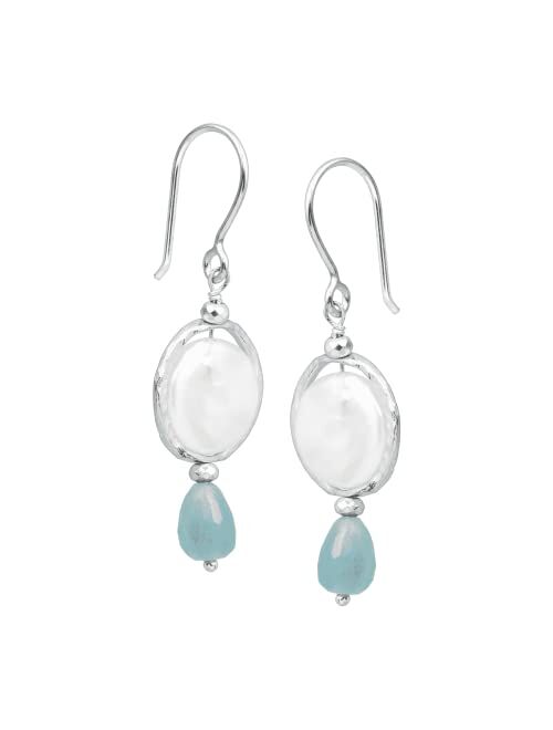 Silpada 'Josephine' Freshwater Cultured Pearl, Blue Quartz and Hematite Drop Earrings in Sterling Silver
