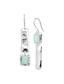 Drop Earrings for Women.925 Sterling Silver, Natural Chalcedony Hinged, I'll Never Pas-Tell'