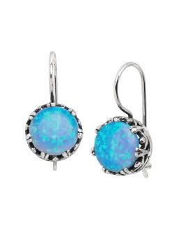 'Kintla' Created Blue Opal Drop Earrings in Sterling Silver