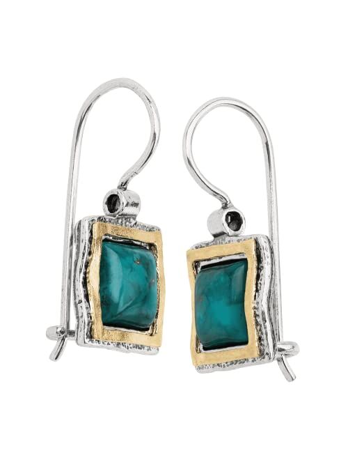 Silpada 'Emerald Lake' Compressed Turquoise Drop Earrings in Sterling Silver & 14K Gold Plate