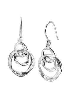 'Creative Circle' Interlocking Drop Earrings in Sterling Silver