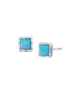 'Costa Mesa' Created Opal Square Stud Earrings in Sterling Silver