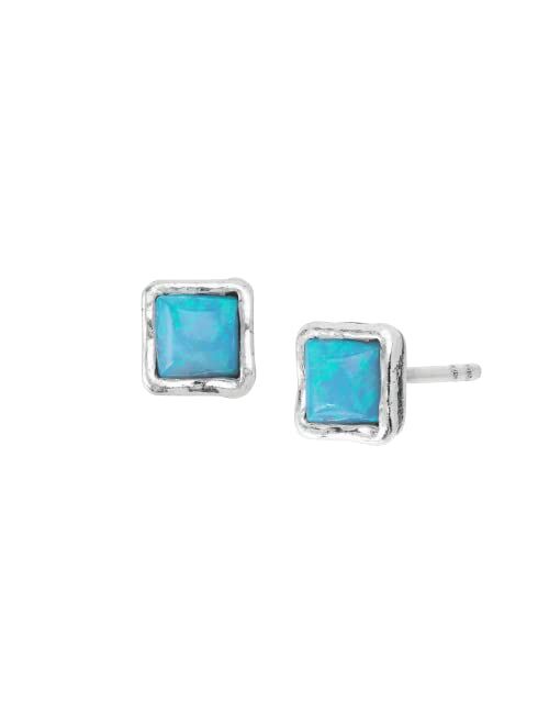 Silpada 'Costa Mesa' Created Opal Square Stud Earrings in Sterling Silver