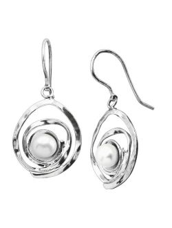 'Clean Sweep' 7 mm Freshwater Cultured Pearl Drop Earrings in Sterling Silver