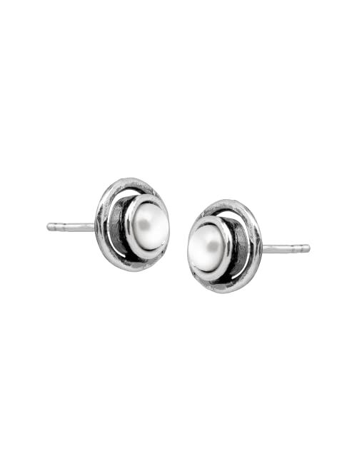 Silpada 'Lunula' 4.5-5 mm Freshwater Cultured Pearl Stud Earrings in Sterling Silver