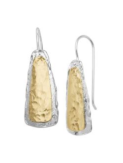 'Cimarron Slopes' Two-Tone Tapered Drop Earrings in Sterling Silver & 14K Gold Plate