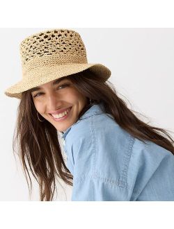 Open-weave packable straw hat