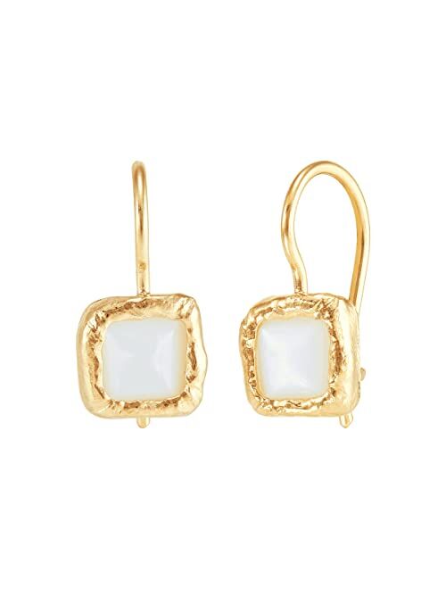 Silpada 'Mediterra Glow' Mother-of-Pearl Drop Earrings in 14K Yellow Gold-Plated Sterling Silver