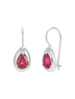 'Pear Blossom' Lab Created Ruby Drop Earrings in Sterling Silver