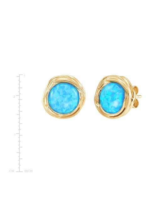 Silpada 'Blue Lagoon' Lab-Created Opal Stud Earrings in 14K Yellow Gold-Plated Sterling Silver