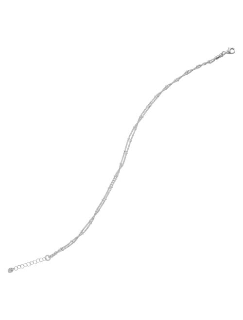 Silpada .925 Sterling Silver Anklet for Women, Ankle Bracelet, Jewelry Gift Idea, Double Your Luck', 9" + 1"