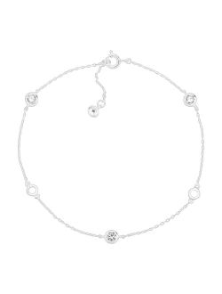 'Clarity' Serenity Anklet with Cubic Zirconia in Sterling Silver, 9"   1"