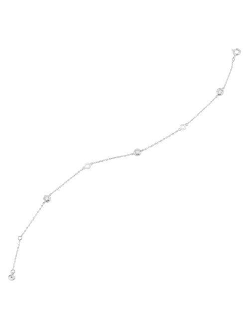 Silpada 'Clarity' Serenity Anklet with Cubic Zirconia in Sterling Silver, 9" + 1"