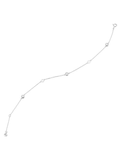Silpada 'Clarity' Serenity Anklet with Cubic Zirconia in Sterling Silver, 9" + 1"