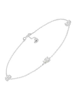 'Cool As Ice' Cubic Zirconia Anklet in Sterling Silver, 9"   1"