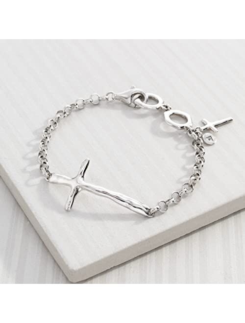 Silpada 'in Good Faith' Organic Cross Chain Bracelet in Sterling Silver, 7.5"