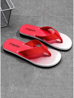 ArtSlippers Shoes Fashion Red Flip Flops For Men, Ombre Pattern Toe Post Design Slippers