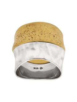 'Rain or Shine' Textured Ring in Sterling Silver and Brass