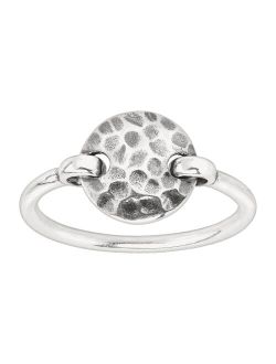 'Seychelles' Hammered Disc Floater Ring in Sterling Silver