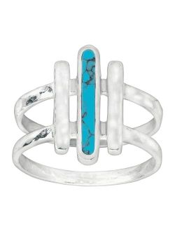 'Strait To It' Compressed Turquoise Three-Bar Ring in Sterling Silver