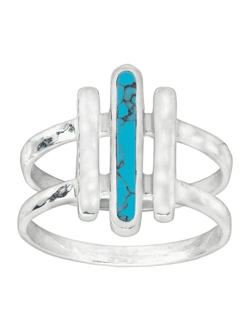Silpada 'Strait To It' Compressed Turquoise Three-Bar Ring in Sterling Silver