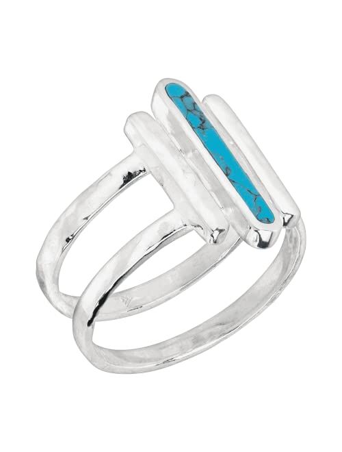 Silpada 'Strait To It' Compressed Turquoise Three-Bar Ring in Sterling Silver