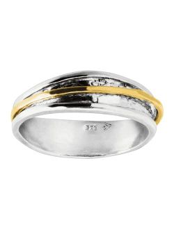 'Float on' Ring in Sterling Silver with 14K Yellow Gold-Plating