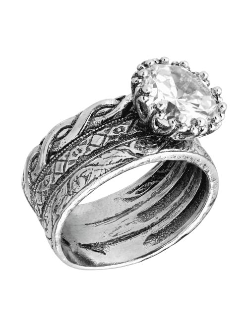 Silpada 'Bristol' Cubic Zirconia Textured Ring in Sterling Silver