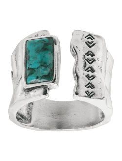 'Split Mountain' Compressed Turquoise Cuff Ring in Sterling Siler