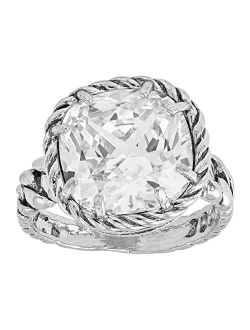 'Braided Brilliance' Cubic Zirconia Cocktail Ring in Sterling Silver