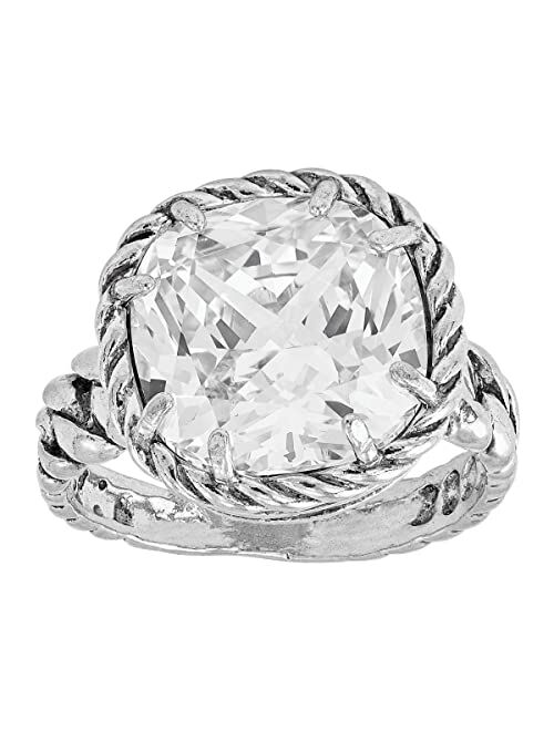Silpada 'Braided Brilliance' Cubic Zirconia Cocktail Ring in Sterling Silver