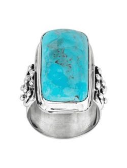 'Big Spring' Compressed Mojave Turquoise Statement Ring in Sterling Silver