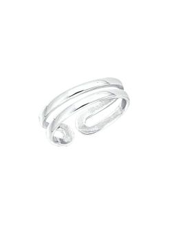 'Parallel' Open Double-Band Midi Ring in Sterling Silver