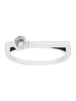 'Parker Bar' Cubic Zirconia Ring in Sterling Silver